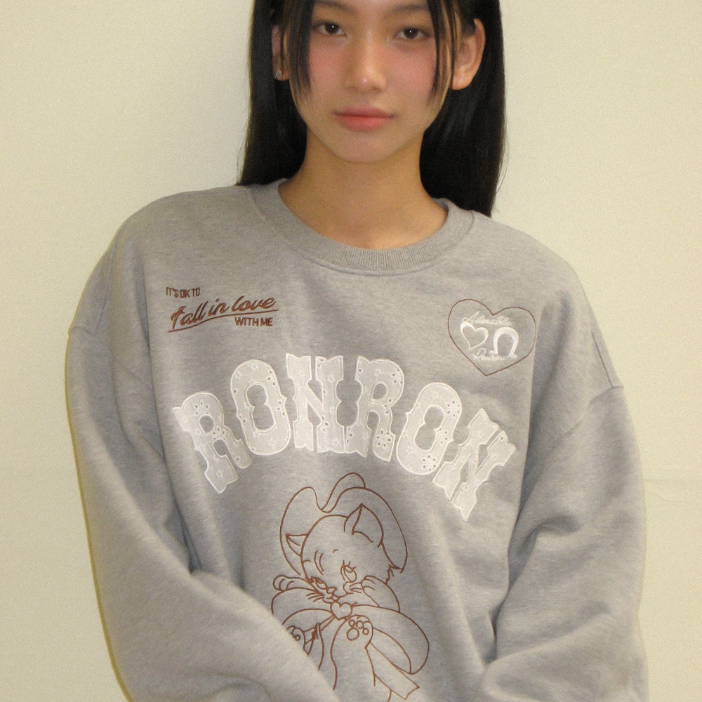 
                  
                    RONRON WESTERN CAT LACE PATCH SWEATSHIRT GREY
                  
                