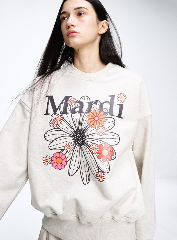 MARDI SWEATSHIRT FLOWERMARDI BLOSSOM_OATMEAL BLACK