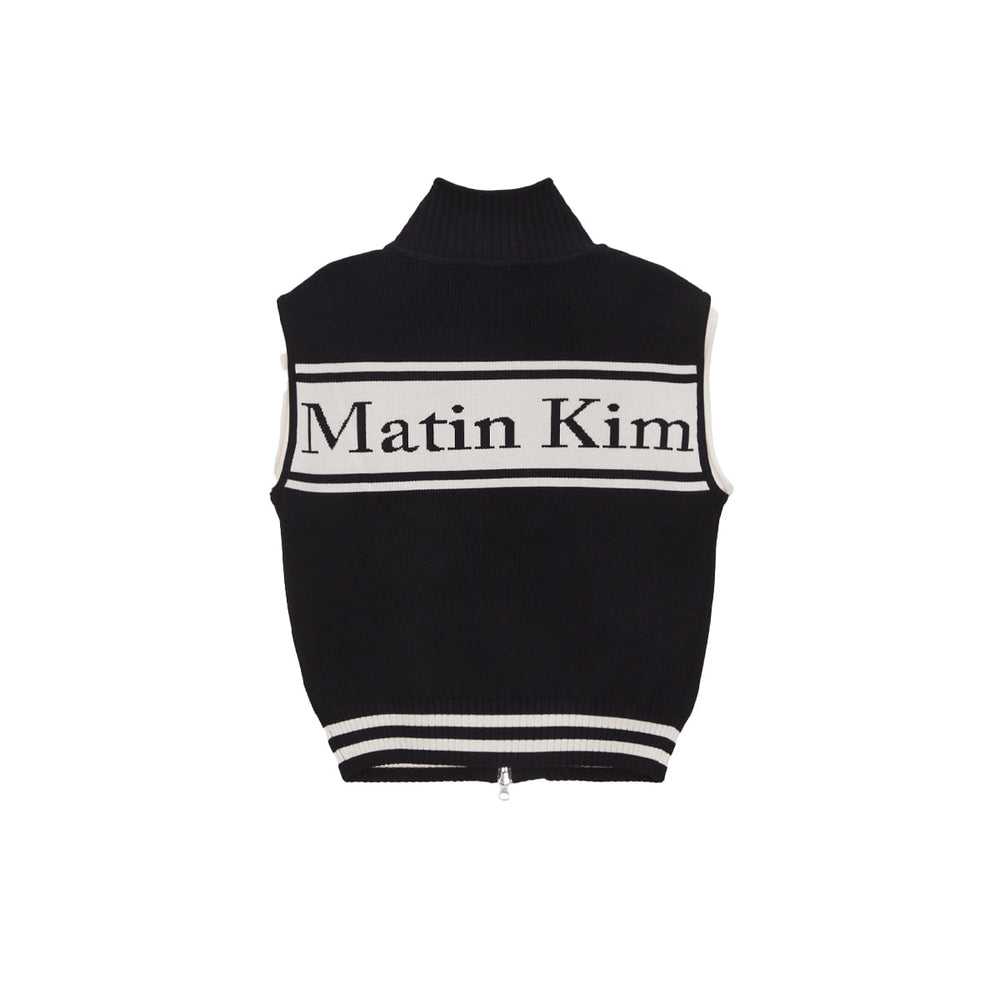 
                  
                    MATIN KIM SPELL POINT STRIPE KNIT VEST IN BLACK
                  
                