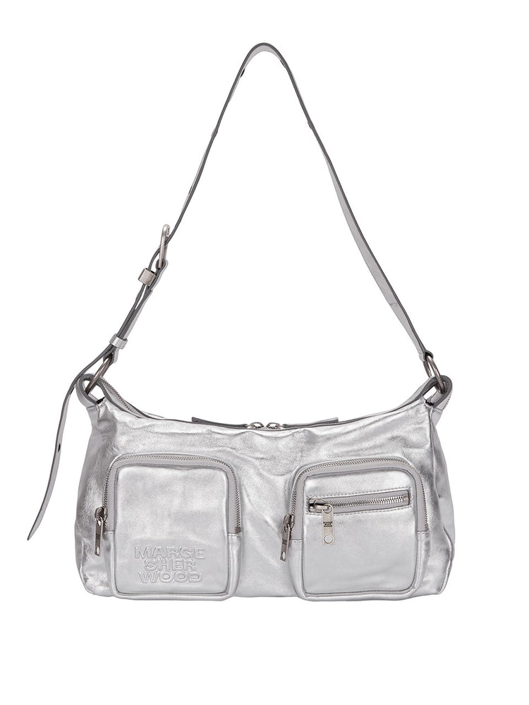 MARGESHERWOOD OUTPOCKET HOBO_metallic silver foiled plain