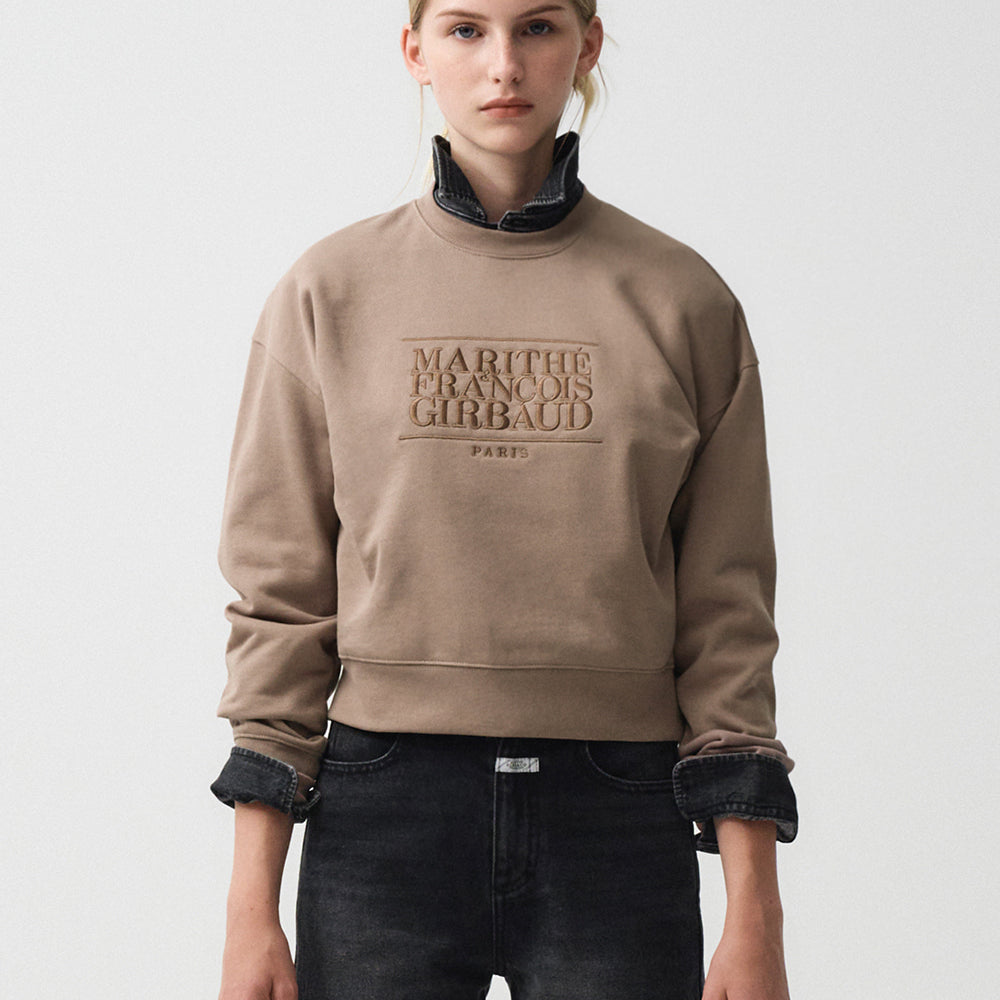 MARITHÉ W CLASSIC LOGO CROP SWEATSHIRT BEIGE