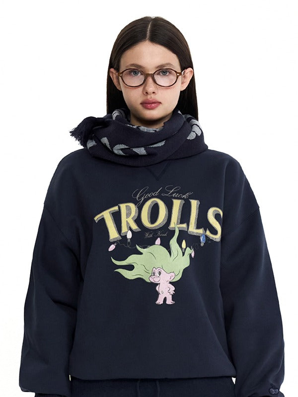 KIRSH TROLLS VINTAGE GRAPHIC NAPPING SWEATSHIRT NAVY