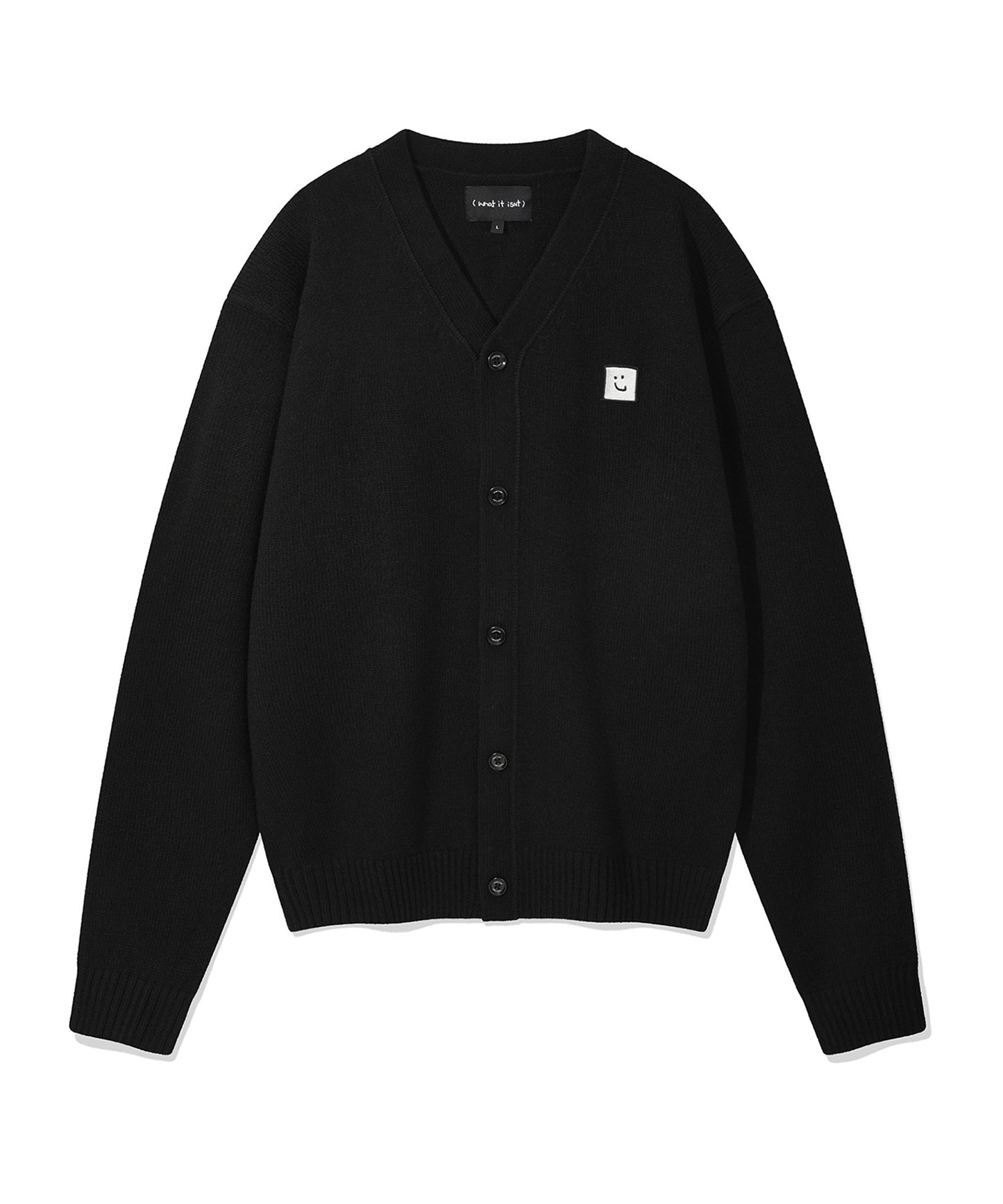 Wool V-neck Cardigan Black