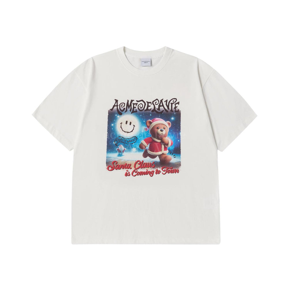 ADLV RUNNING SANTA BEAR SHORT SLEEVE T-SHIRT CREAM