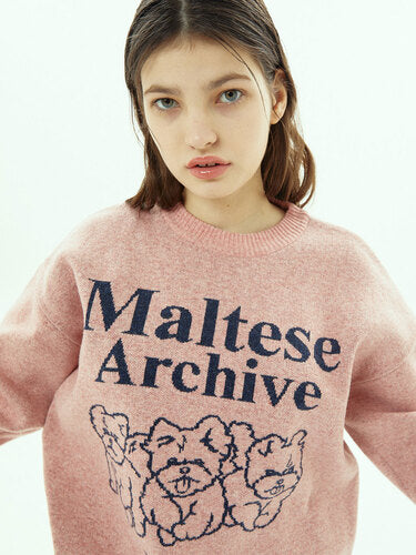 WAIKEI Maltese Archive Line Graphics Knit PINK