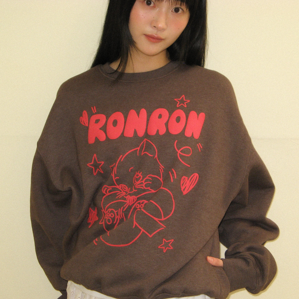 
                  
                    RONRON EMBO KITSCH CAT SWEATSHIRT BROWN
                  
                