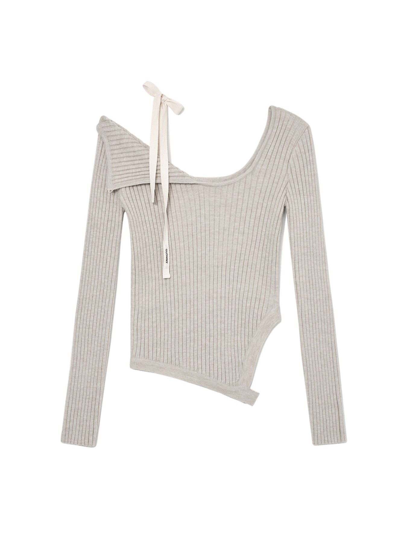 GLOWNY ISA ASYMMETRICAL KNIT TOP (OATMEAL)