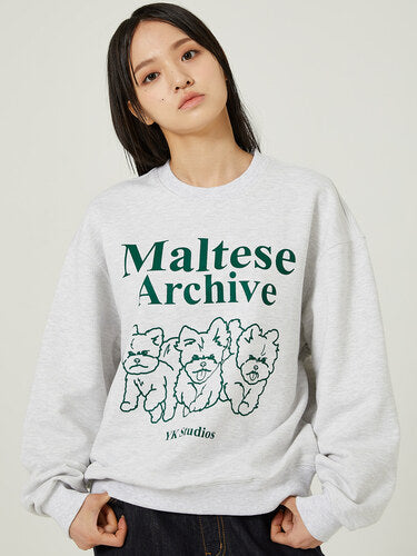 WAIKEI Maltese Archive Line Graphic Sweatshirts MELANGE WHITE