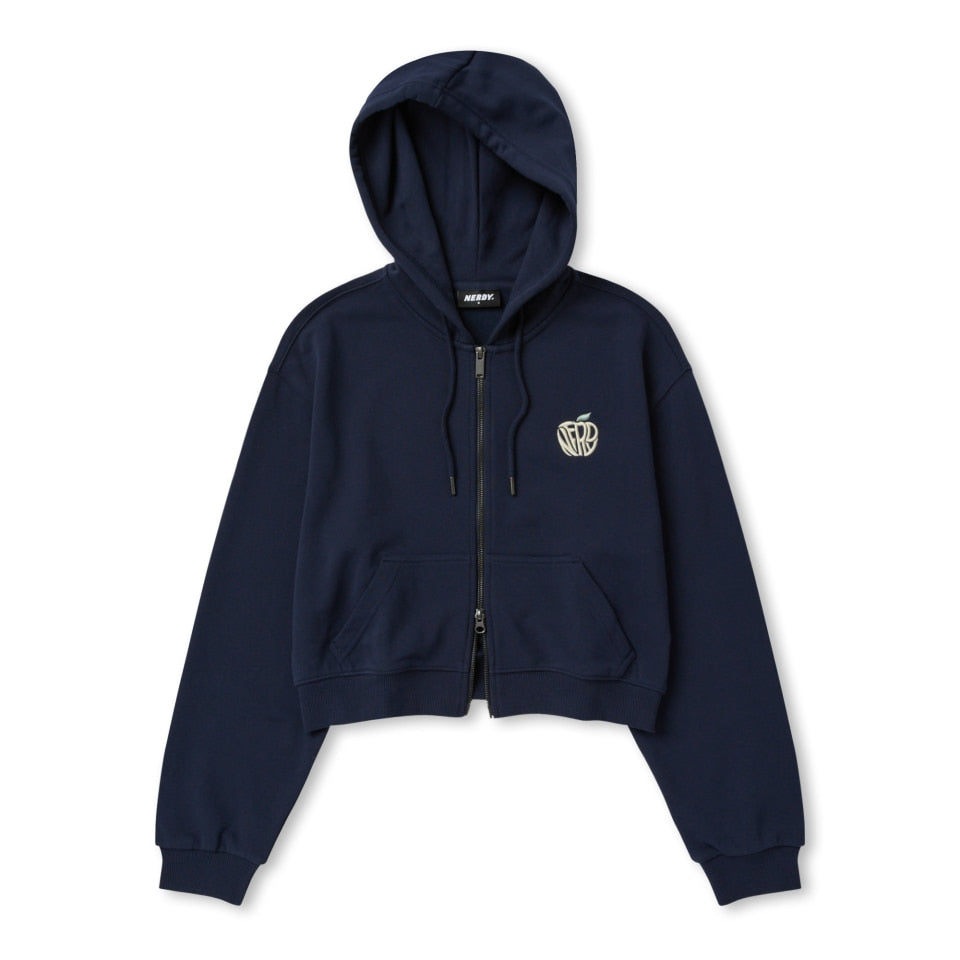 NERDY Souffle Crop Hoodie Zip-up Navy