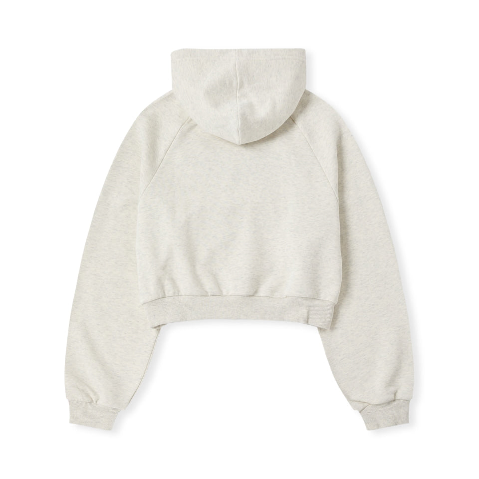 NERDY Culsive Logo Crop Pullover Hoodie Oatmeal