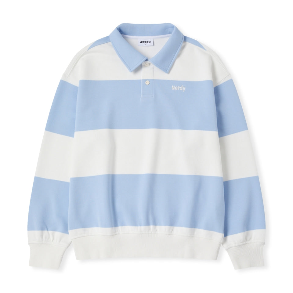 NERDY Striped Rugby Sweatshirt Skyblue