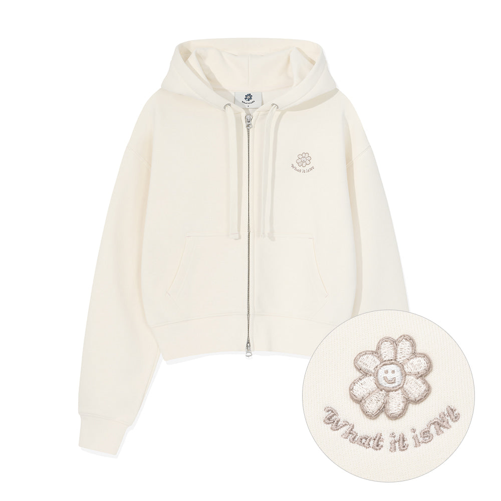 Flory Wappen Crop Hoodie Cream