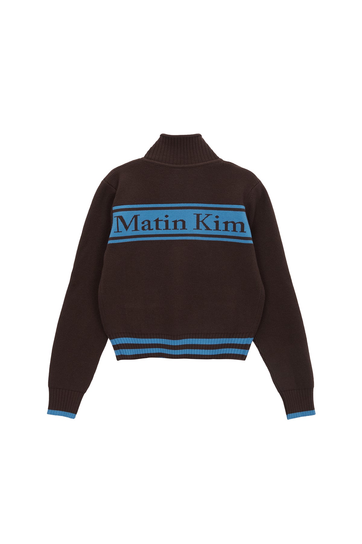 MATIN KIM SPELL POINT STRIPE KNIT CARDIGAN IN BROWN