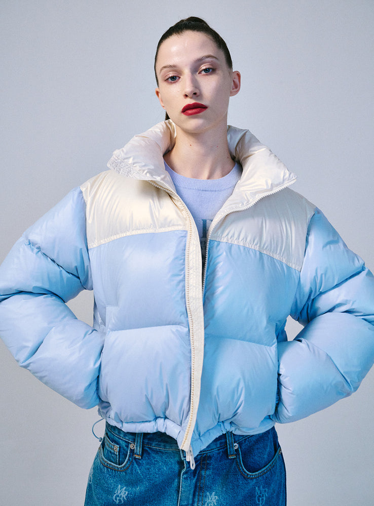 MARDI CROPPED DOWN JACKET COLOR BLOCK_SKY