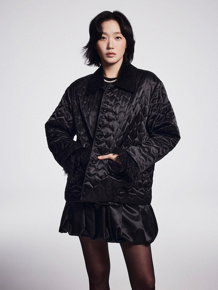 MARDI QUILTED OSTRICH JACKET_BLACK