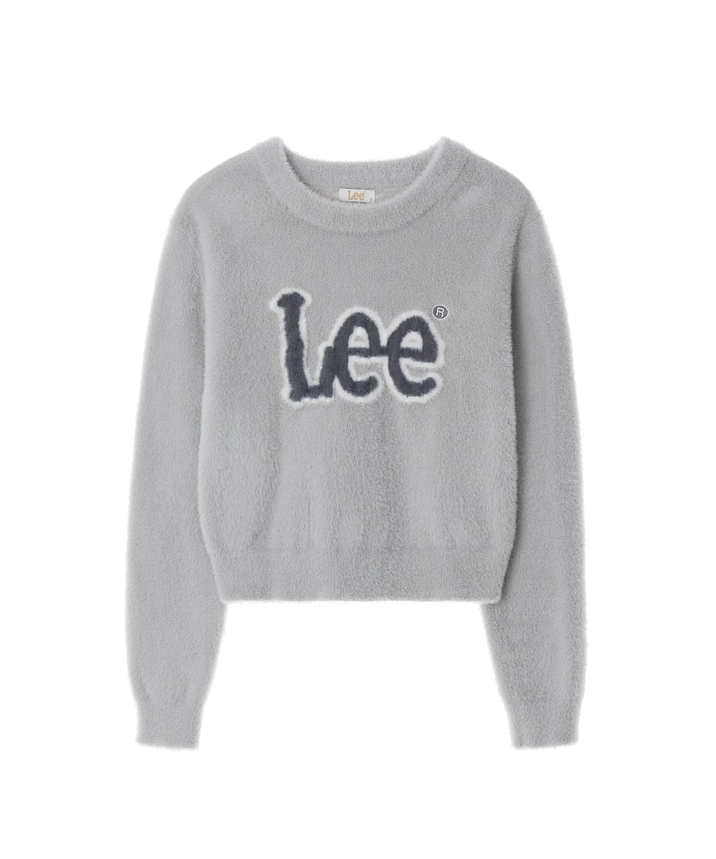 LEE Women's Round Neck Hairy Logo Knit Light Gray