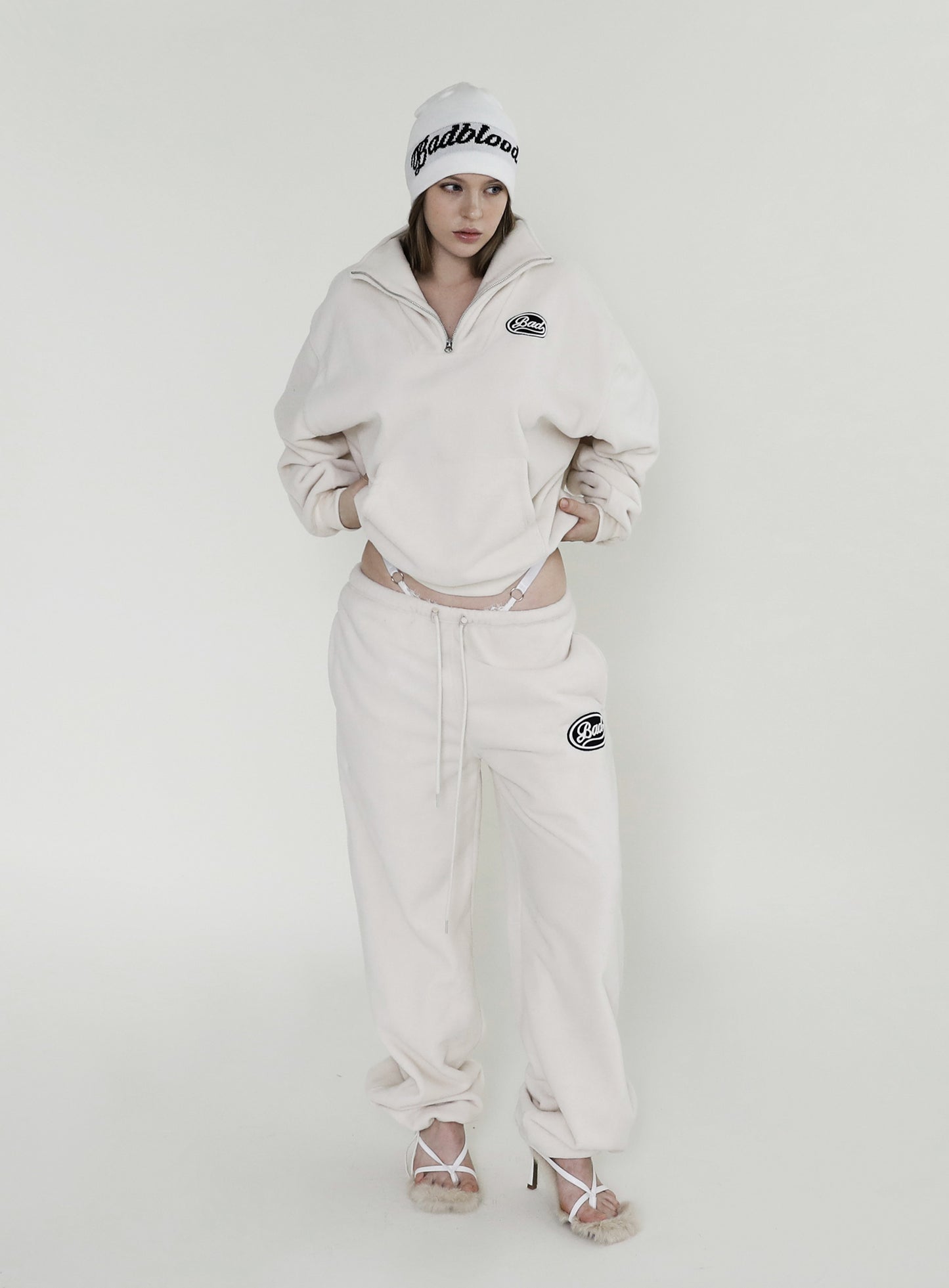 BAD BLOOD Fluffy Jogger Pants - Cream