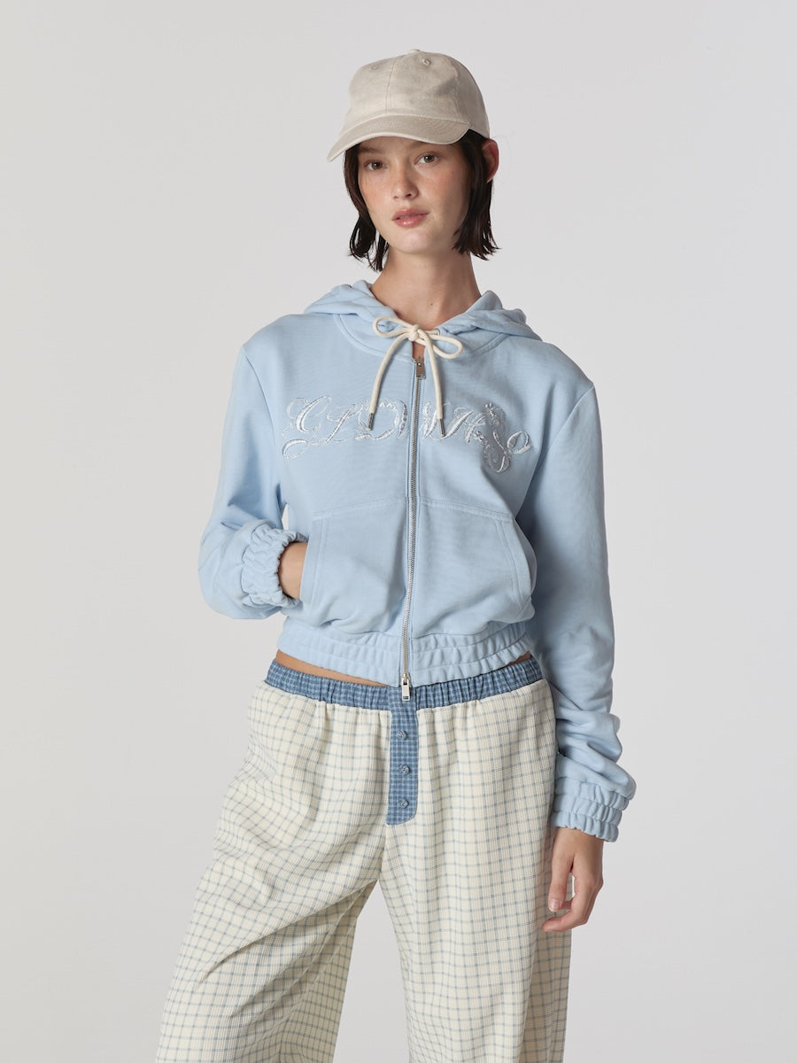 GLOWNY BONNIE CROP ZIP UP (BABY BLUE)