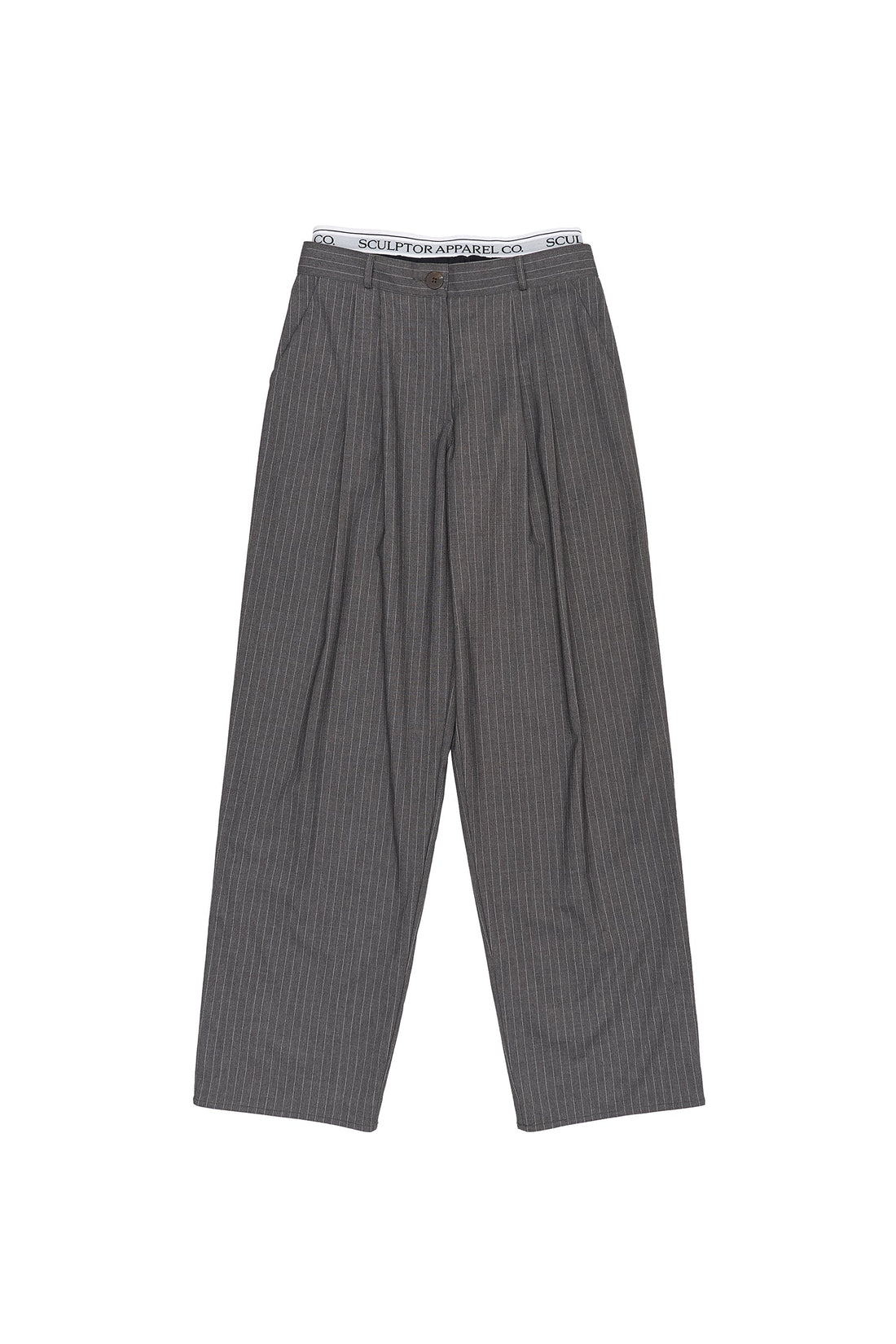 Peekaboo Lowrise Pintuck Pants Gray Pin Stripe