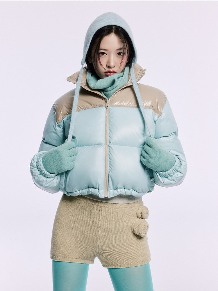 MARDI CROPPED DOWN JACKET COLOR BLOCK_MINT