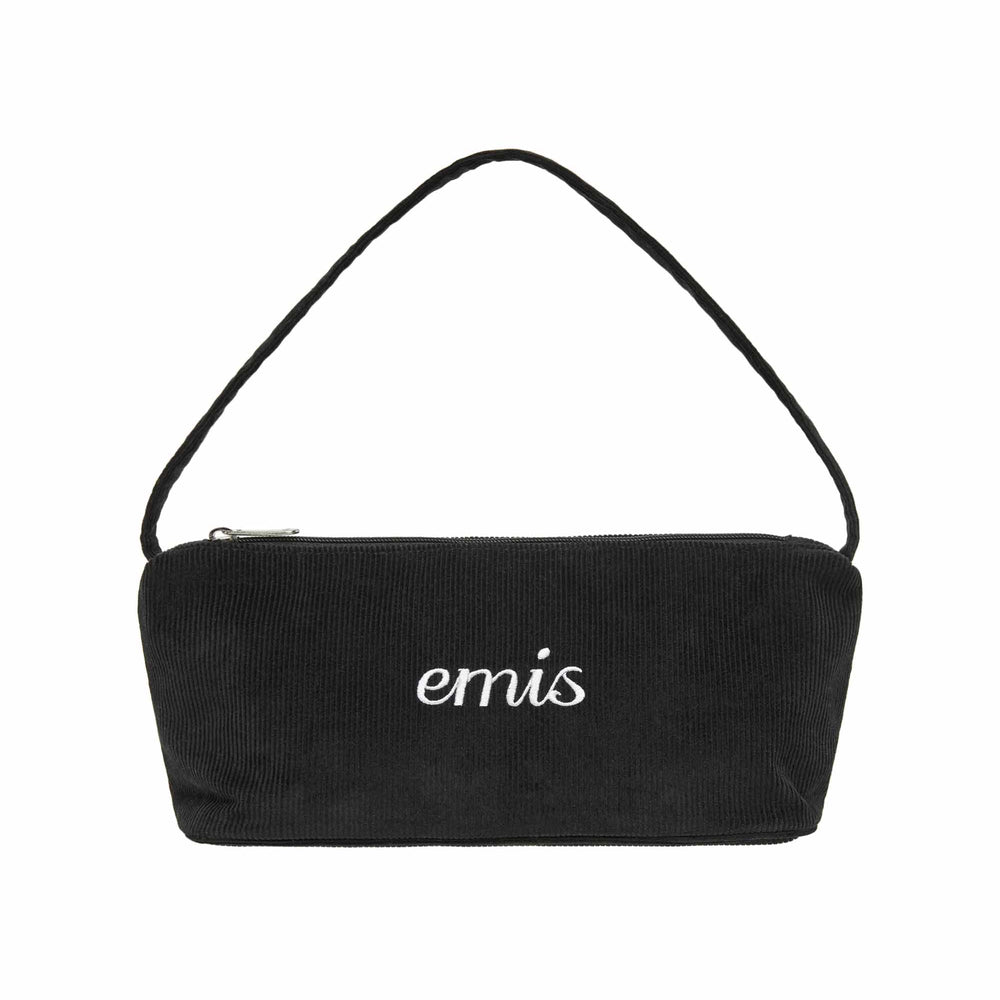 EMIS CORDUROY DAILY LONG HOBO BAG-BLACK