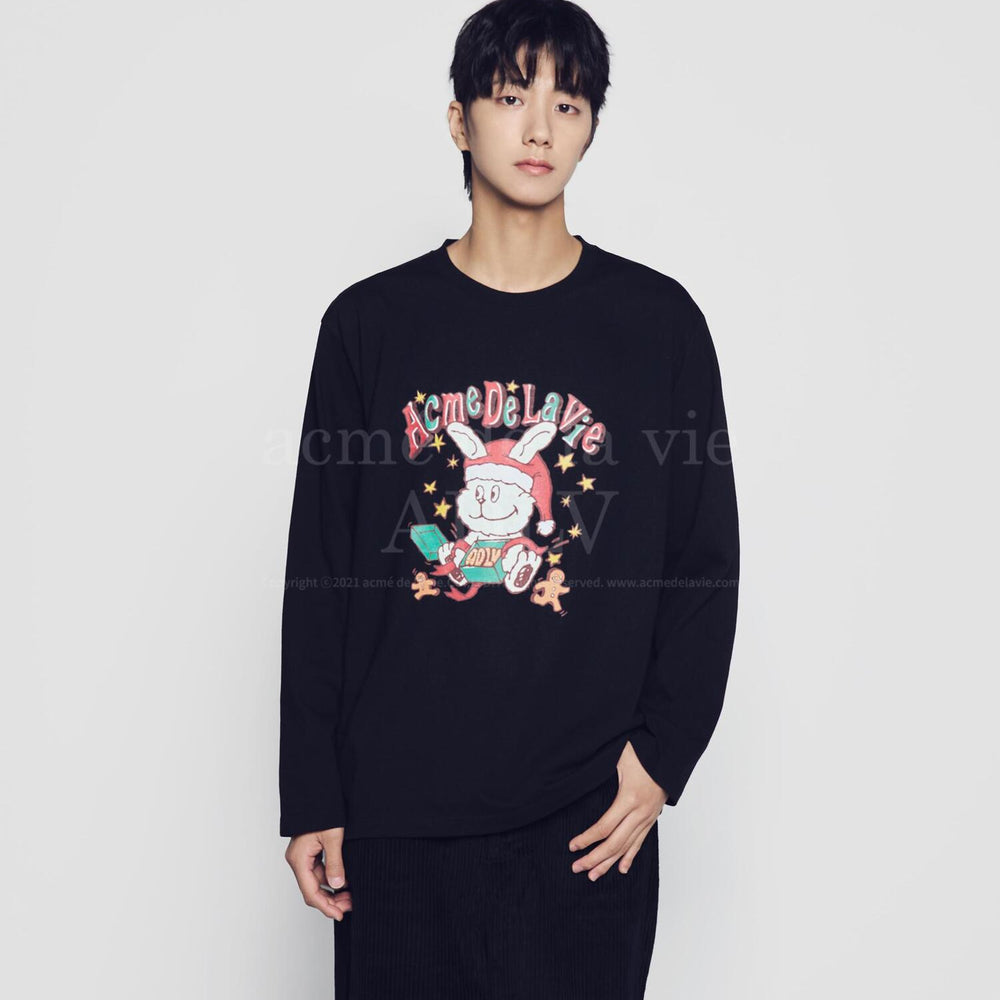 ADLV SANTA RABBIT PRESENT LONG SLEEVE T-SHIRT BLACK