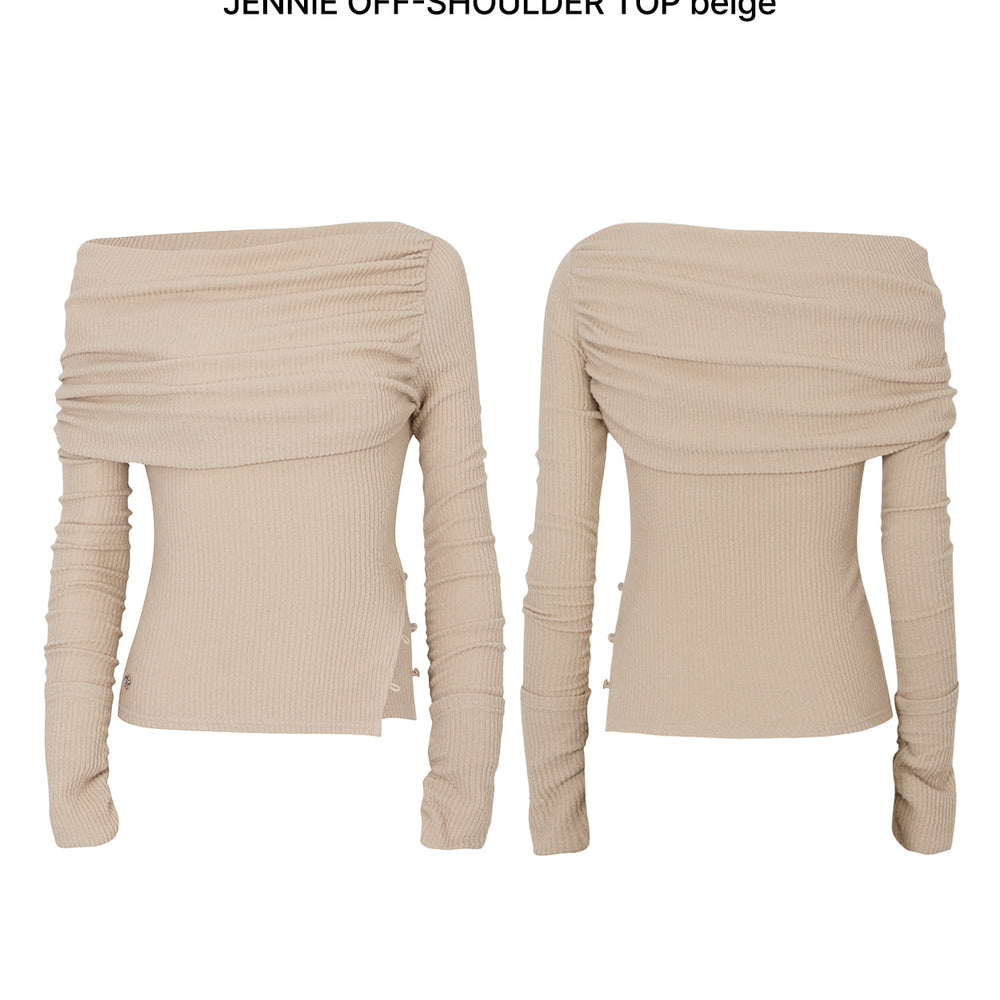 
                      
                        PAIN OR PLEASURE JENNIE OFF-SHOULDER TOP BEIGE
                      
                    