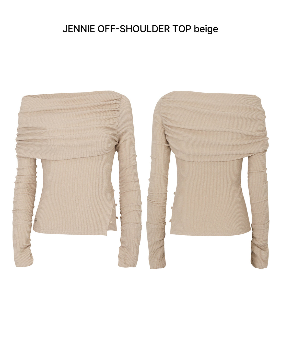 PAIN OR PLEASURE JENNIE OFF-SHOULDER TOP BEIGE