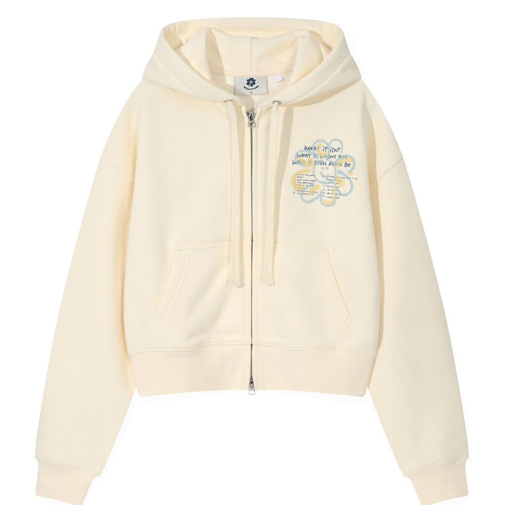 Flory Spray Graphic Crop Hoodie Cream