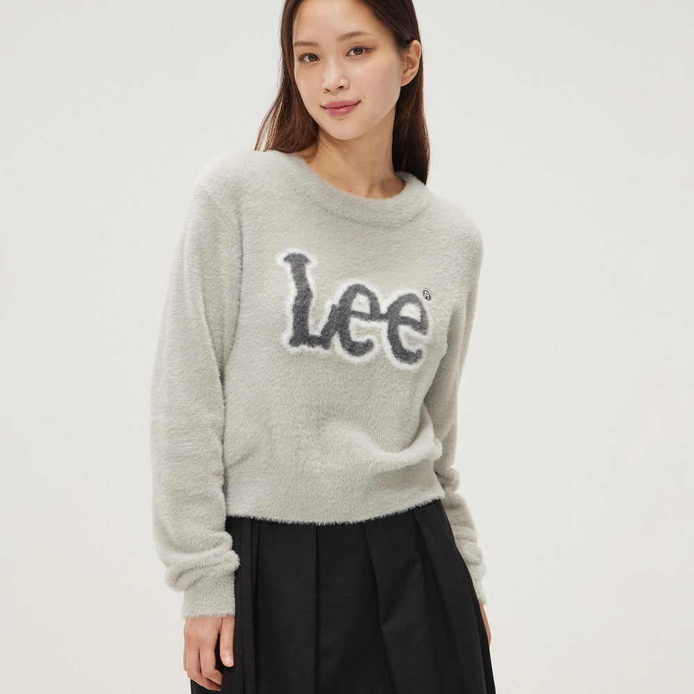 
                  
                    LEE Women's Round Neck Hairy Logo Knit Light Gray
                  
                