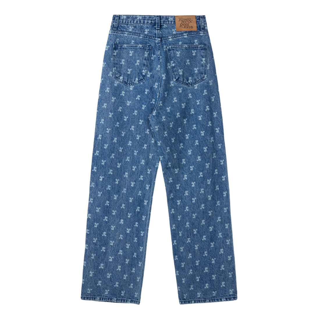 RR PRINTED DENIM PANTS - BLUE