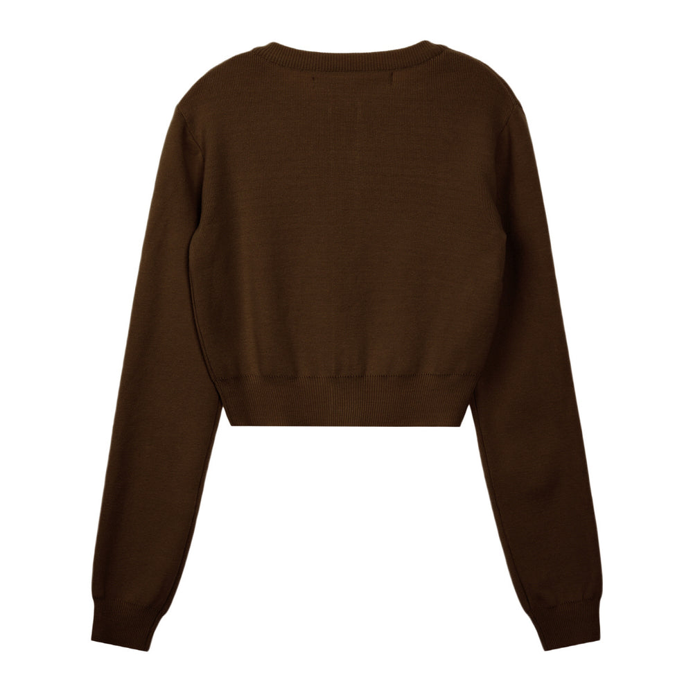 
                  
                    CROPPED KNIT CARDIGAN - BROWN
                  
                