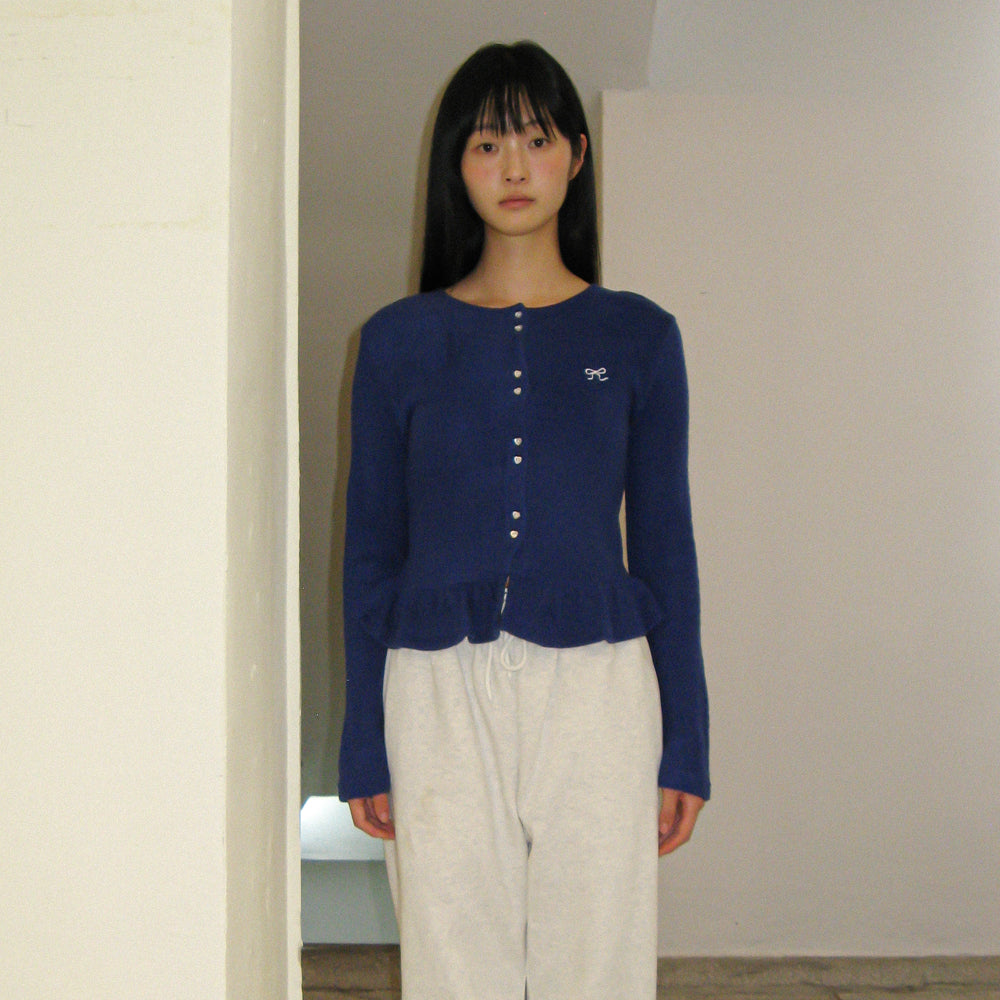 
                  
                    RONRON DOUBLE HEART BUTTON FRILL ANGORA CARDIGAN BLUE
                  
                