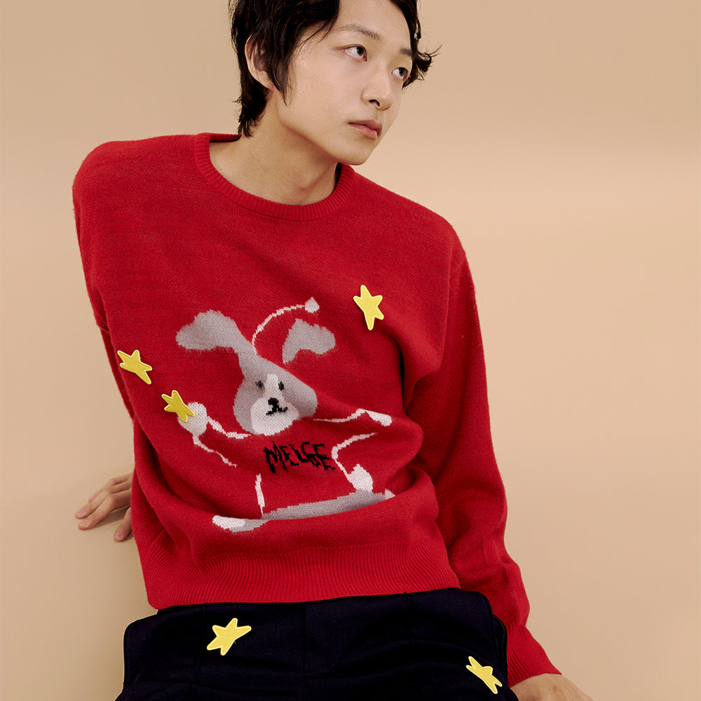 MMLG HOLIDAY MELGE KNIT (RED)