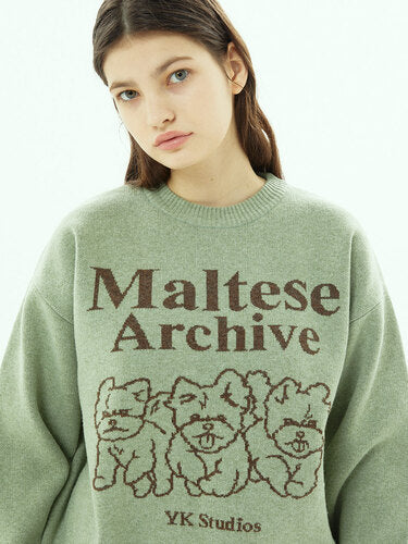 WAIKEI Maltese Archive Line Graphics Knit MINT