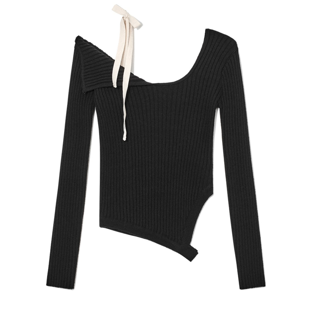 GLOWNY ISA ASYMMETRICAL KNIT TOP (BLACK)