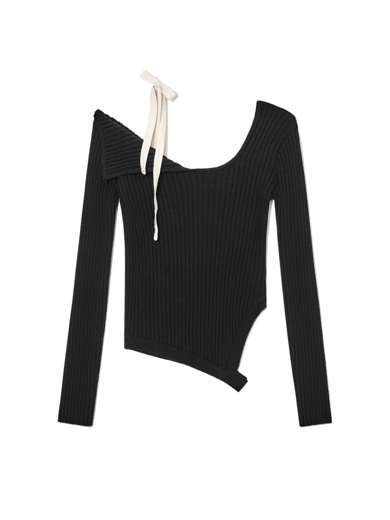 GLOWNY ISA ASYMMETRICAL KNIT TOP (BLACK)