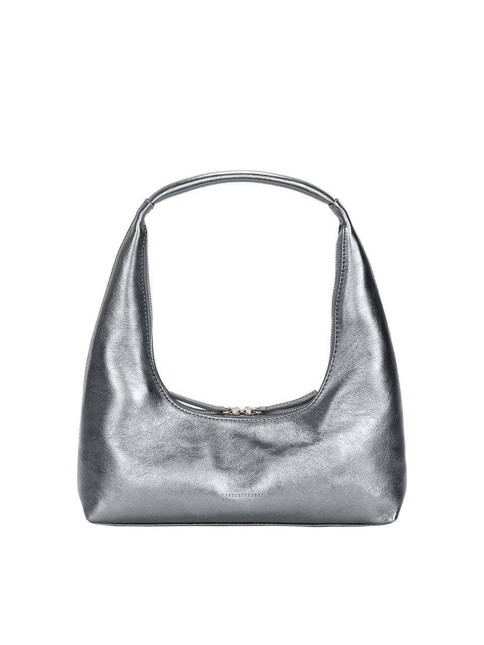 MARGESHERWOOD HOBO SHOULDER_metallic grey foiled plain