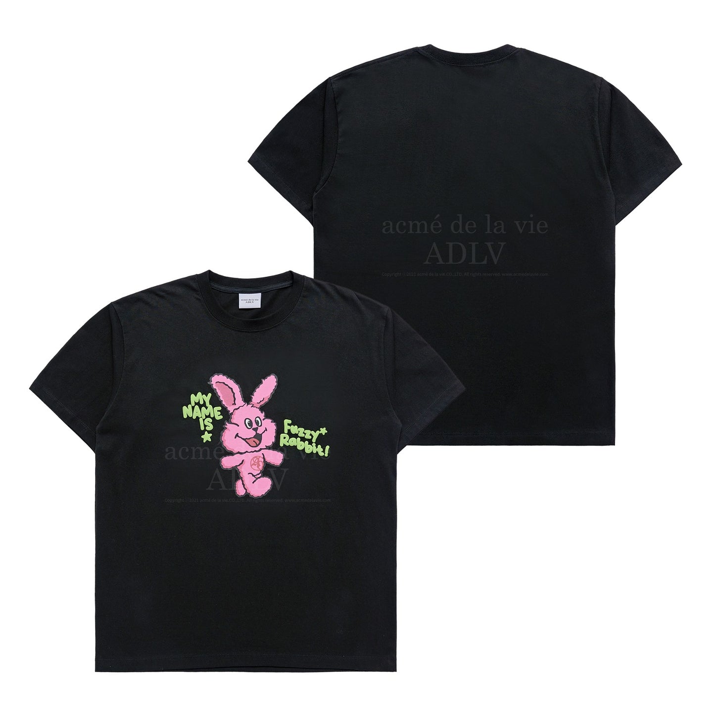 ADLV MY NAME IS FUZZY RABBIT SHORT SLEEVE T-SHIRT BLACK