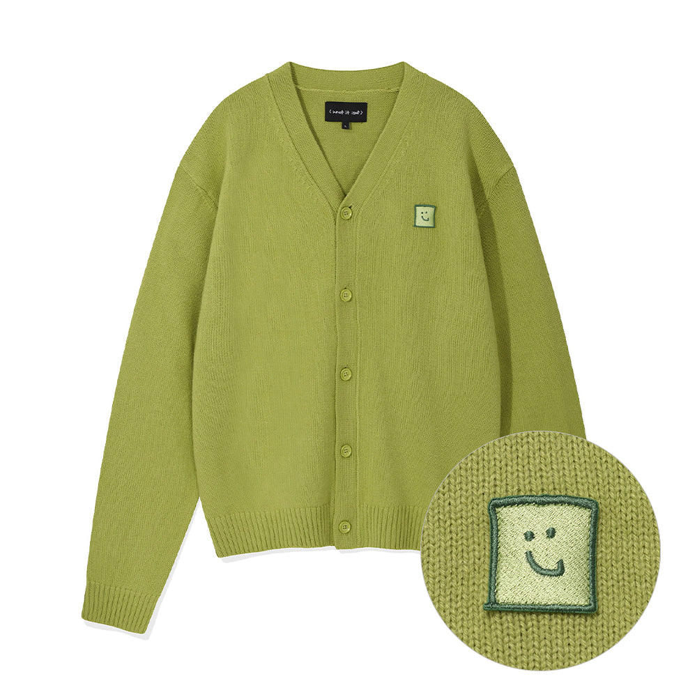 Wool V-neck Cardigan Green