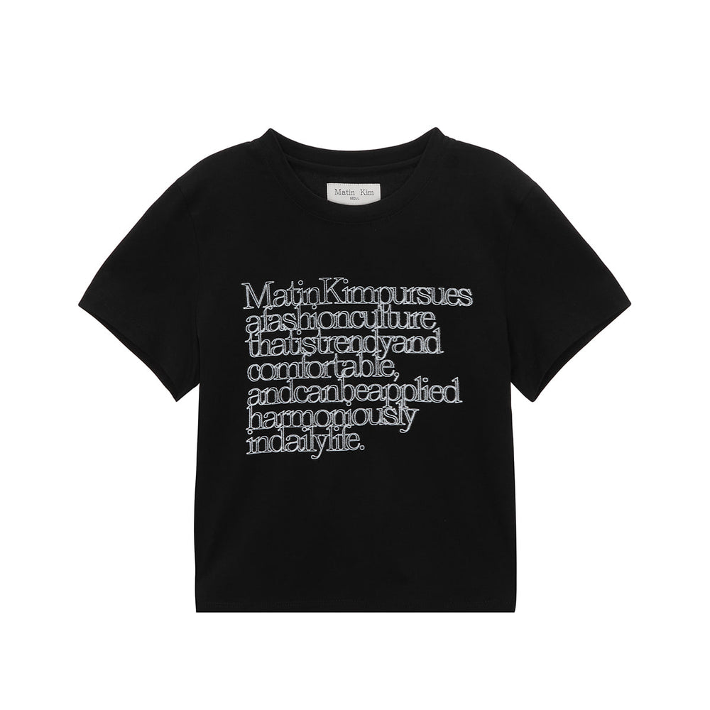 MATIN KIM THIN TYPO TOP IN BLACK