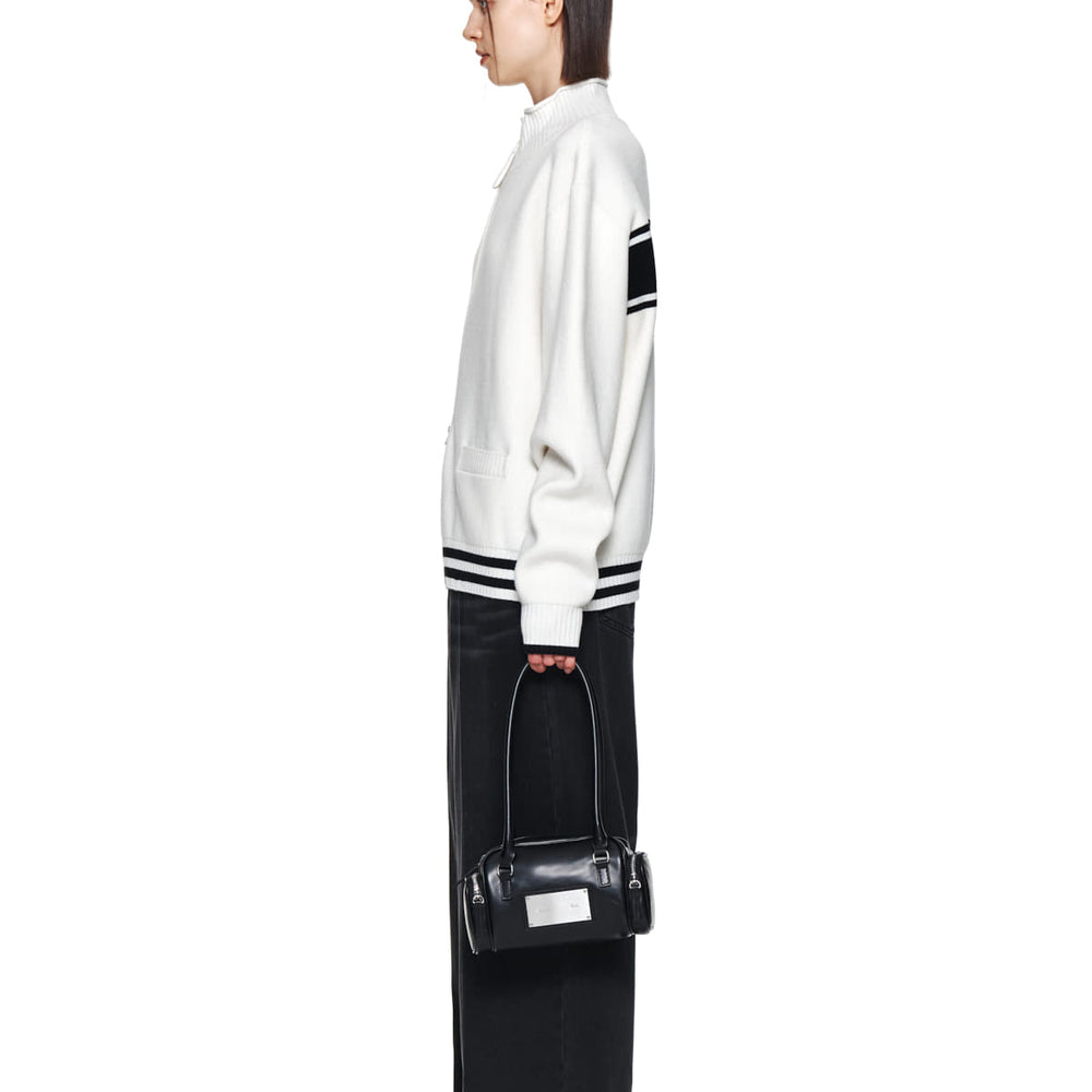 MATIN KIM SPELL POINT STRIPE KNIT CARDIGAN IN IVORY