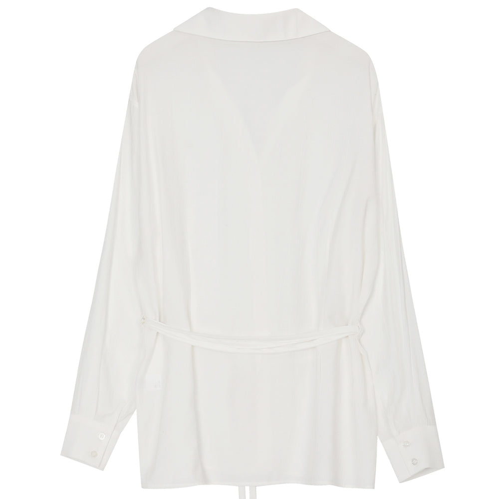 
                  
                    BOHEMSEO WAIST STRAP LOOSE-FIT SHIRT, WHITE
                  
                