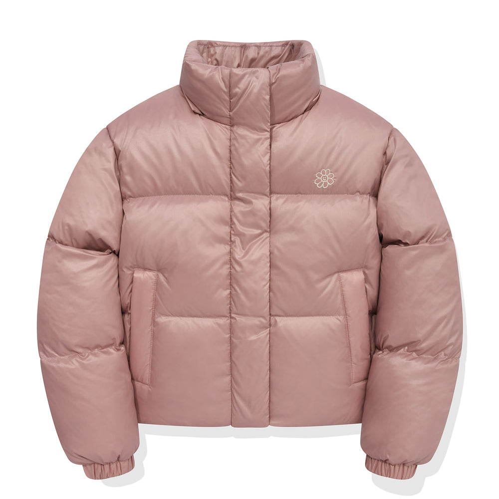 Glossy Short Hooded down Jacket Pink