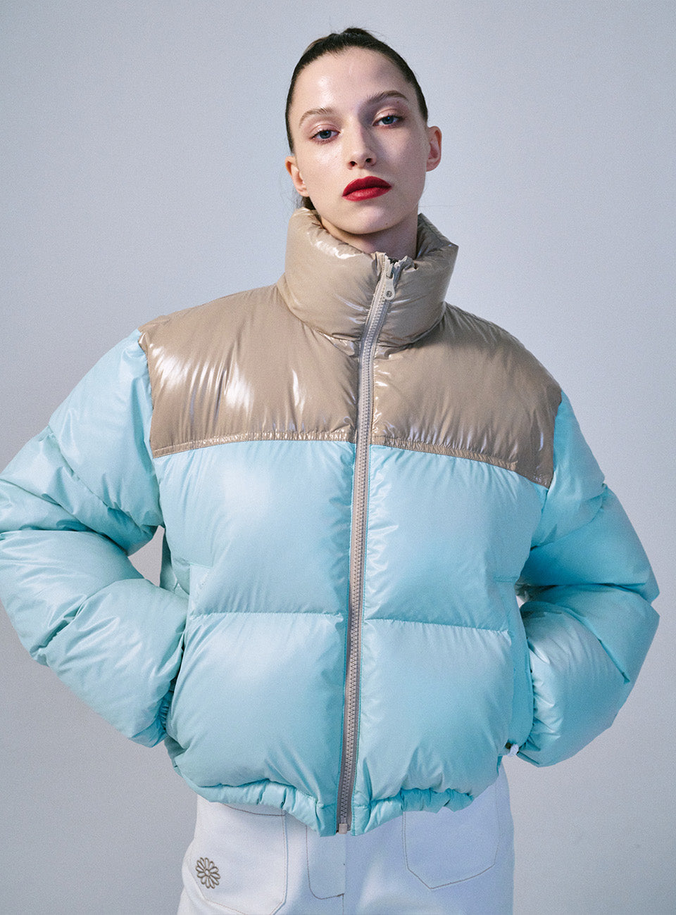 MARDI CROPPED DOWN JACKET COLOR BLOCK_MINT