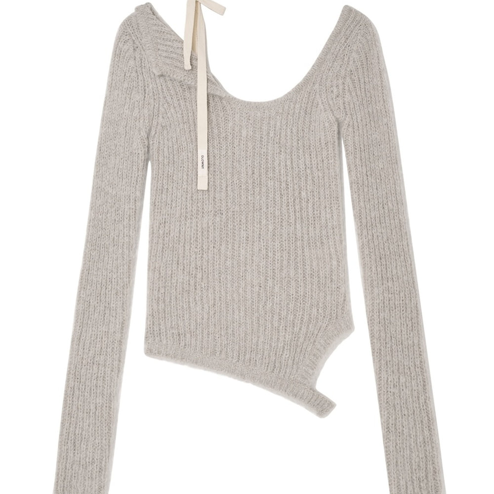 GLOWNY ISA ASYMMETRICAL KNIT TOP (FOG)