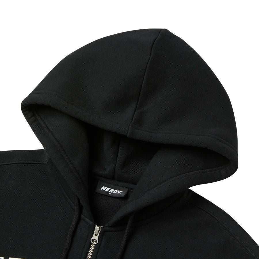 Nerdy Arch Logo Brushed Hoodie Zip Up Black M