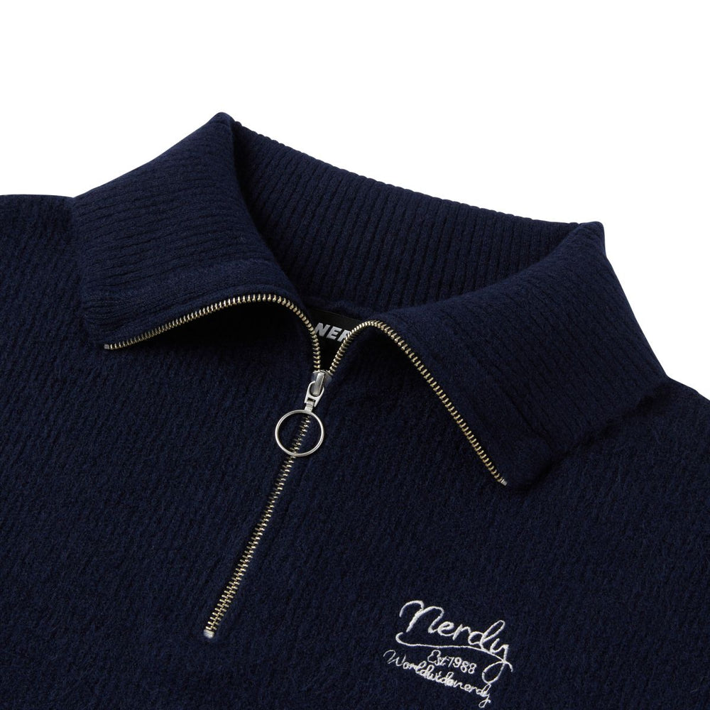 
                  
                    NERDY Lovely Letter Wool Blended Half Zip-Up Sweater Navy
                  
                