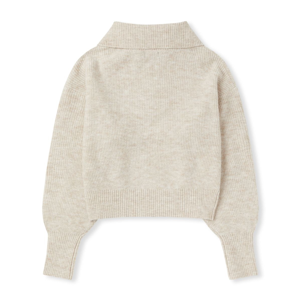 NERDY Lovely Letter Wool Blended Half Zip-Up Sweater Ivory