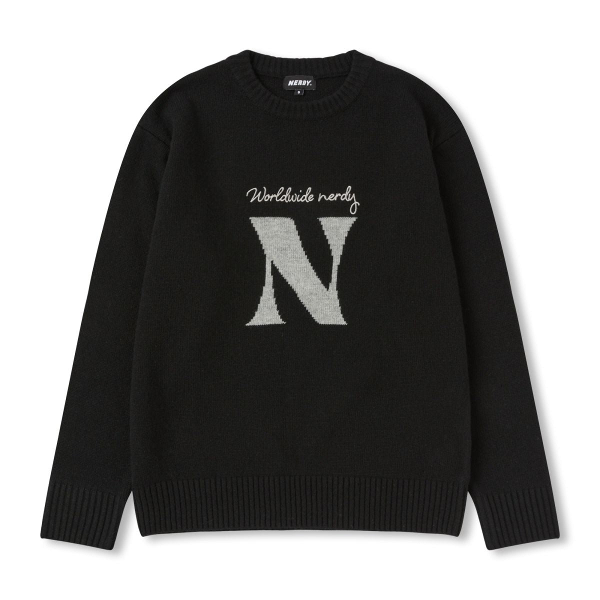 NERDY Bumpy N Lambswool Blended Crewneck Sweater Black